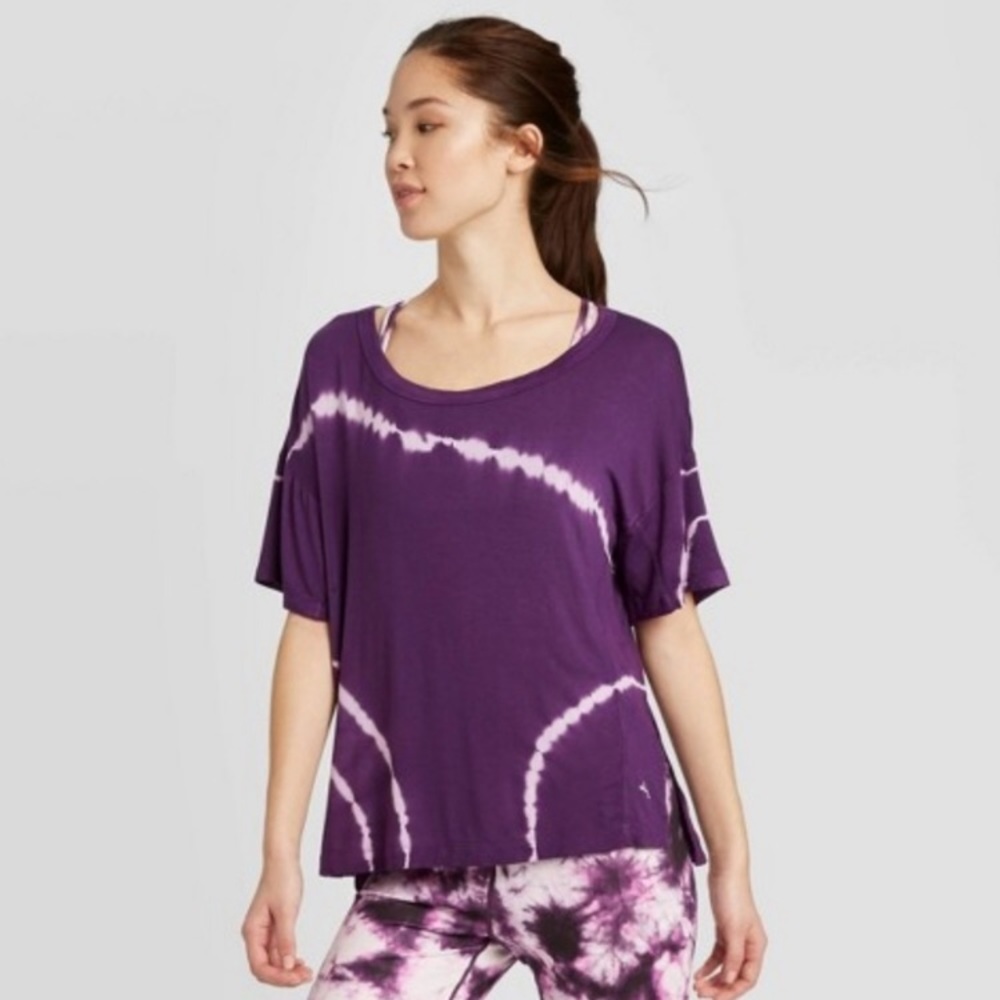 Joy Lab Tye Dye Purple Workout Top Small Activewear Workout